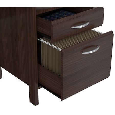 Computer Desk 47 In. W Rectangular Espresso 2 Drawer With Keyboard Tray